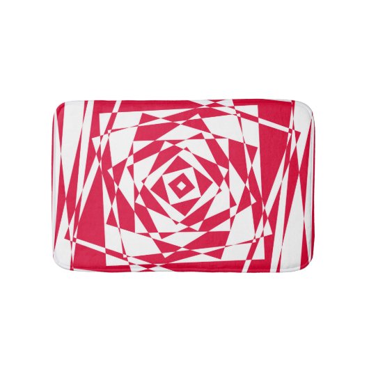 Abstrakte Illusion in Weißrot Badematte (Vorderseite)
