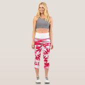 Abstrakte Illusion in Weißrot Capri Leggings (Vorderseite)