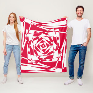 Abstrakte Illusion in Weißrot Fleecedecke