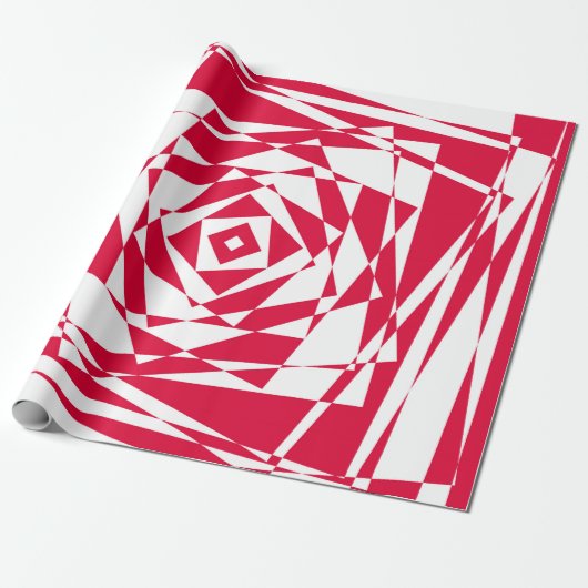 Abstrakte Illusion in Weißrot Geschenkpapier (Ungerollt)