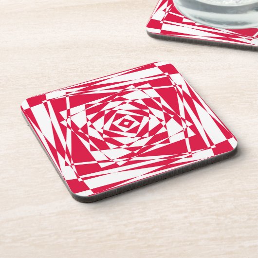 Abstrakte Illusion in Weißrot Getränkeuntersetzer (Linke Seite)