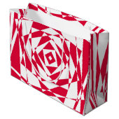 Abstrakte Illusion in Weißrot Große Geschenktüte (Rückseite Schrägansicht)