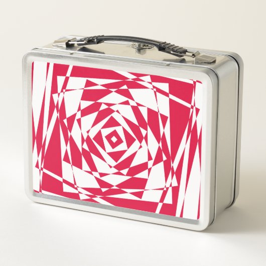 Abstrakte Illusion in Weißrot Metall Brotdose (Rückseite)