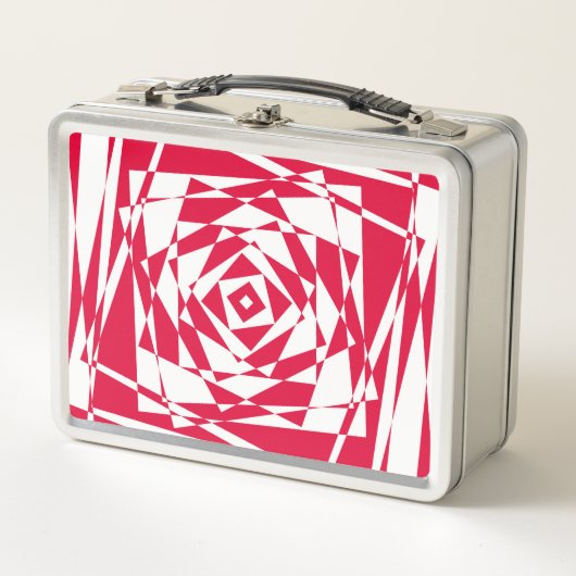 Abstrakte Illusion in Weißrot Metall Brotdose (Vorderseite)