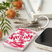 Abstrakte Illusion in Weißrot Schlüsselanhänger (Vorderseite rechts)