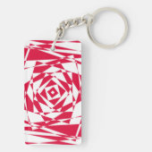 Abstrakte Illusion in Weißrot Schlüsselanhänger (Rückseite)