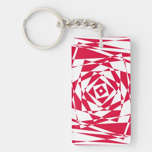 Abstrakte Illusion in Weißrot Schlüsselanhänger (Vorderseite)