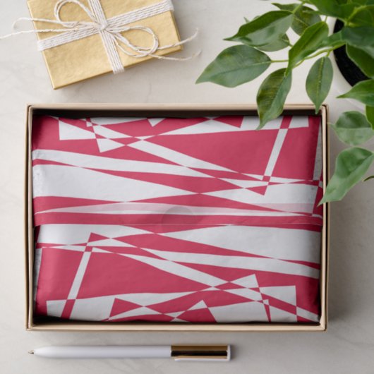 Abstrakte Illusion in Weißrot Seidenpapier (Geschenk)