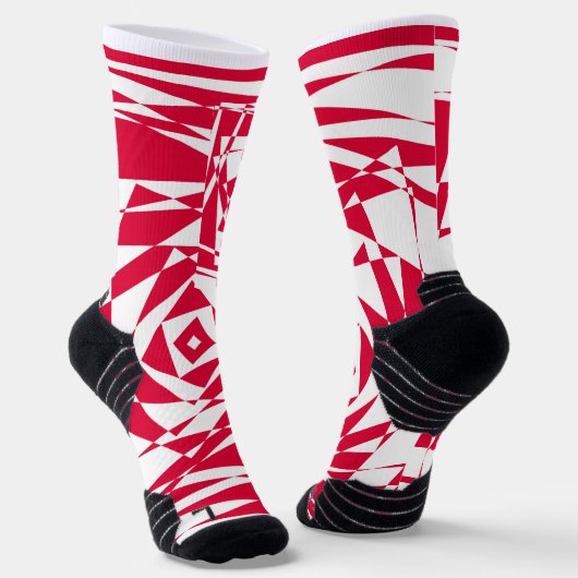 Abstrakte Illusion in Weißrot Socken (Gewinkelt)