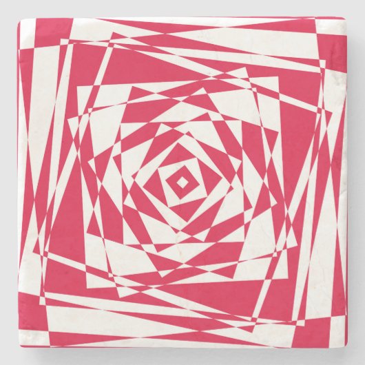Abstrakte Illusion in Weißrot Steinuntersetzer (Vorderseite)
