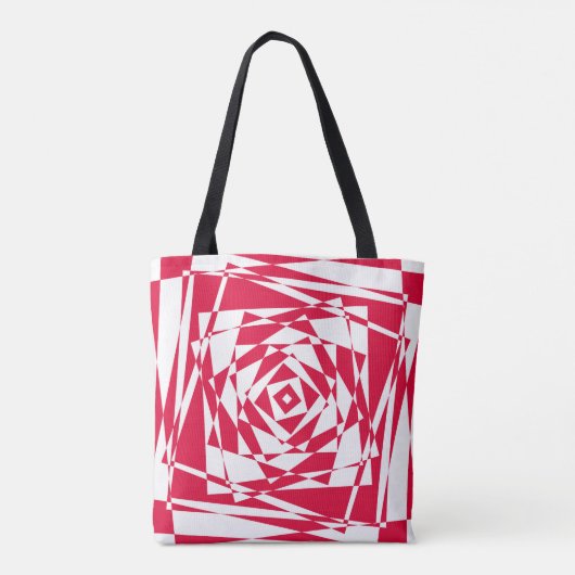 Abstrakte Illusion in Weißrot Tasche (Rückseite)