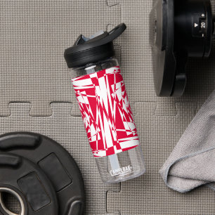 Abstrakte Illusion in Weißrot Trinkflasche