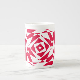 Abstrakte Illusion Knochen-China-Tasse Weiß und Ro Porzellantasse