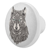 Abstrakte Illustration des Schwarzen Wolfs Keramikknauf (Rechts)