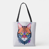 Abstrakte Illustration eines Katzengesichts Tasche (Rückseite)