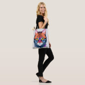 Abstrakte Illustration eines Katzengesichts Tasche (Am Model)