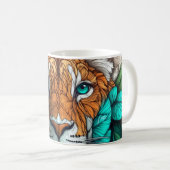 abstrakte Illustration eines Löwengesichts Kaffeetasse (VorderseiteRechts)