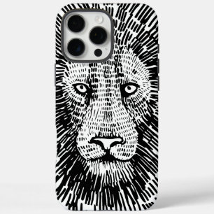 Abstrakte Illustration eines mutigen Löwengesichts iPhone 16 Pro Max Hülle