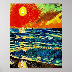 Abstrakte Illustration eines vintage-Strandsonnena Poster