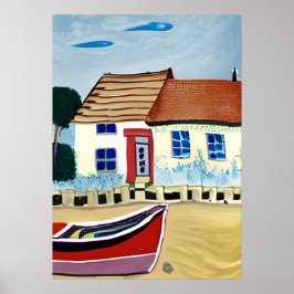 Abstrakte Illustration über Beach House und Boat Poster