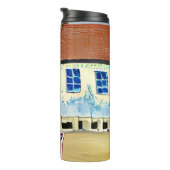 Abstrakte Illustration über Beach House und Boat Thermosbecher (Nach rechts gedreht)