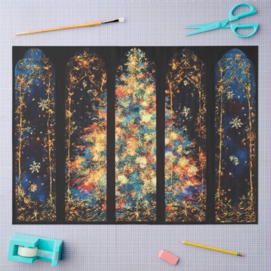 Abstrakte Illustration von Weihnachtsbaum unter Wi Seidenpapier (Basteln)