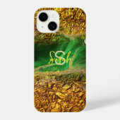 Abstrakte Imitate Gold Metallic Foil Green Trendy iPhone Hülle (Rückseite)