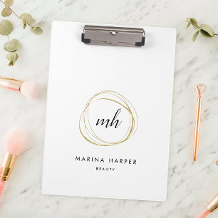 Abstrakte Imitate Gold Monogram Logo Klemmbrett