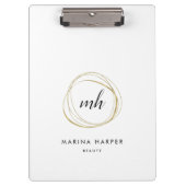 Abstrakte Imitate Gold Monogram Logo Klemmbrett (Vorderseite)