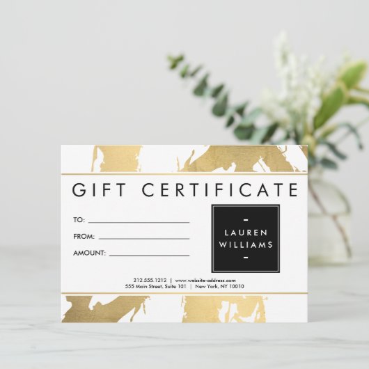 Abstrakte Imitate Gold Pinselstriche auf der White (Stehend Vorderseite)