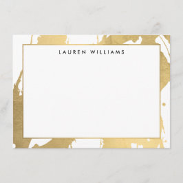 Abstrakte Imitate Gold Pinselstriche auf der White Mitteilungskarte