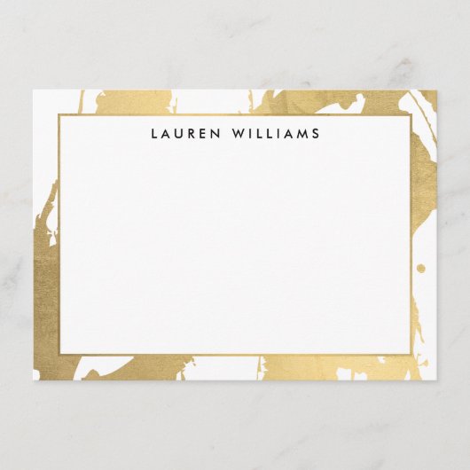 Abstrakte Imitate Gold Pinselstriche auf der White Mitteilungskarte (Vorderseite)
