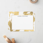 Abstrakte Imitate Gold Pinselstriche auf der White Mitteilungskarte (Vorderseite/Rückseite Beispiel)