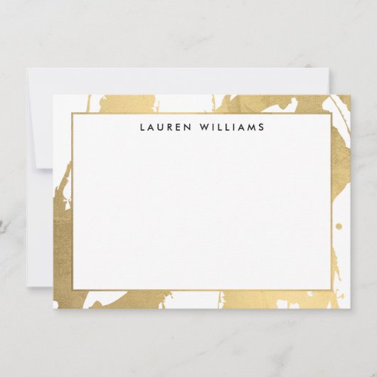 Abstrakte Imitate Gold Pinselstriche auf der White Mitteilungskarte (Vorderseite)