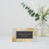 Abstrakte Imitate Gold Pinselstriche auf Grau II Visitenkarte (Stehend Vorderseite)