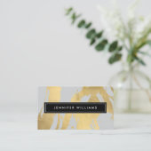 Abstrakte Imitate Gold Pinselstriche auf Grau III Visitenkarte (Stehend Vorderseite)