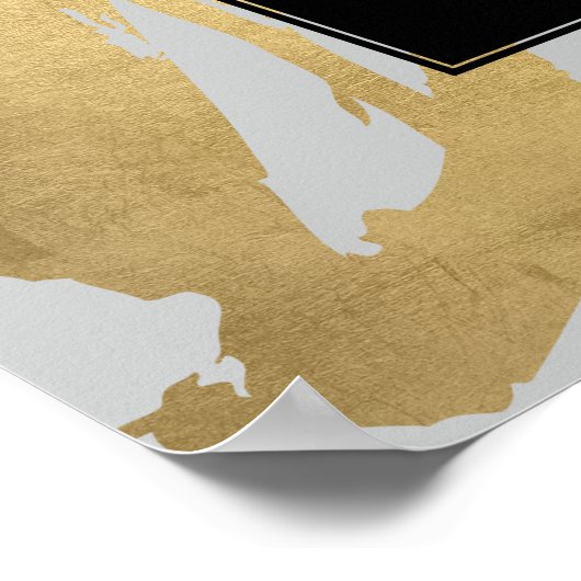 Abstrakte Imitate Gold Pinselstriche auf Grau Poster (Ecke)