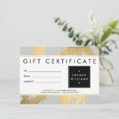 Abstrakte Imitate Gold Pinselstriche auf graue Ges (Stehend Vorderseite)