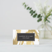 Abstrakte Imitate Gold Pinselstriche auf White II Visitenkarte (Stehend Vorderseite)