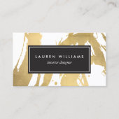Abstrakte Imitate Gold Pinselstriche auf White II Visitenkarte (Vorderseite)