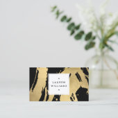 Abstrakte Imitate Goldrausch-Pinselstriche auf Sch Visitenkarte (Stehend Vorderseite)