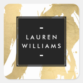 Abstrakte Imitate Goldschmiedemarken auf Weiß Quadratischer Aufkleber