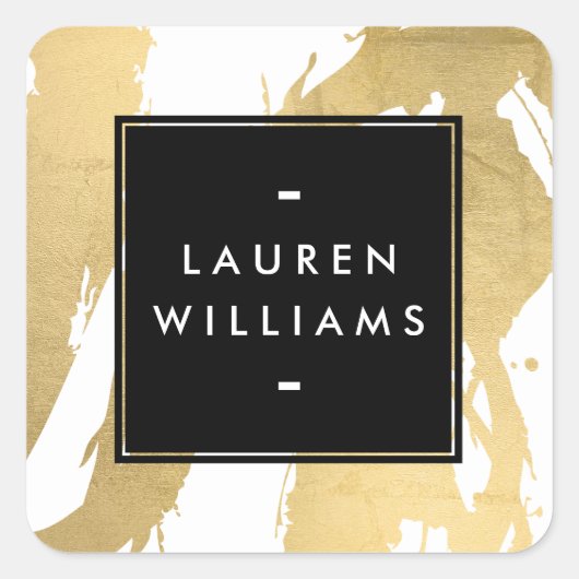 Abstrakte Imitate Goldschmiedemarken auf Weiß Quadratischer Aufkleber (Vorderseite)