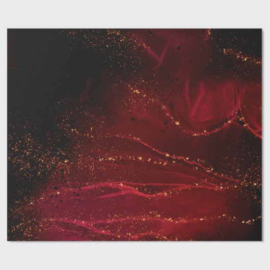 Abstrakte Imitate in Rot, Schwarz und Gold Geschenkpapier (Flach)