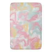 Abstrakte Impasto Paint Coral Yellow Turquoise Badematte (Vorderseite Vertikal)