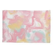 Abstrakte Impasto Paint Coral Yellow Turquoise Kissenbezug (Rückseite-Links)