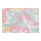 Abstrakte Impasto Paint Coral Yellow Turquoise Kissenbezug (Vorderseite-Links)