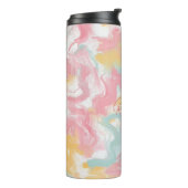 Abstrakte Impasto Paint Coral Yellow Turquoise Thermosbecher (Nach links gedreht)