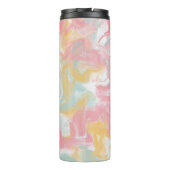 Abstrakte Impasto Paint Coral Yellow Turquoise Thermosbecher (Rückseite)