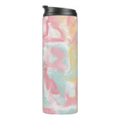 Abstrakte Impasto Paint Coral Yellow Turquoise Thermosbecher (Nach rechts gedreht)